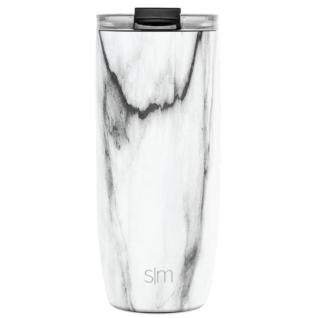 Taza voyager blanco marmol tapa transparente 20 oz