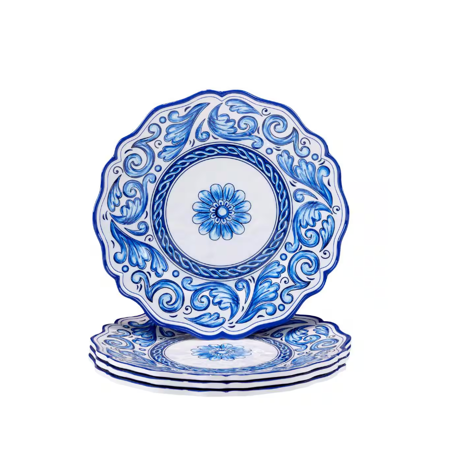 Set de 4 platos llano de melamina crema 11″ colección Veranda