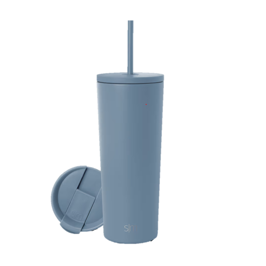Vaso clasico con pajilla color azul cielo 24 oz
