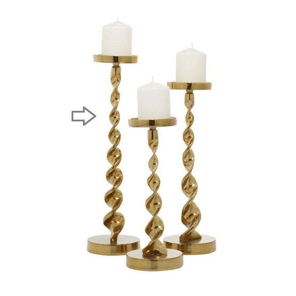 Candelabro con base enrollada color dorado de 19″