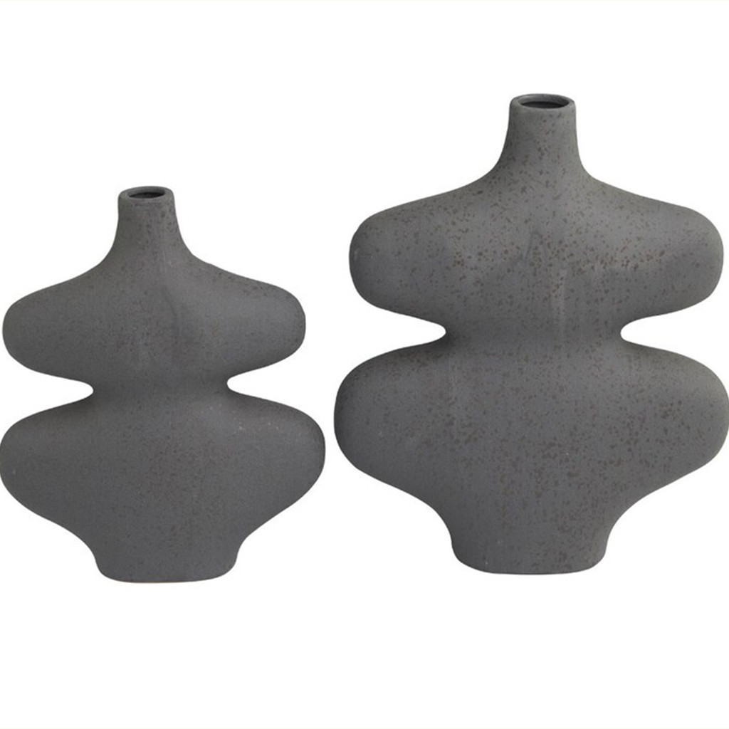 Jarron abtrascto ceramica gris 14″