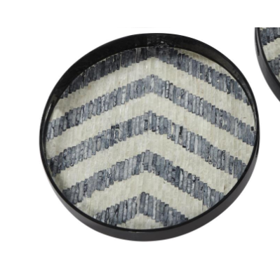 Bandeja Chevron de Madera y Nácar Pequeña