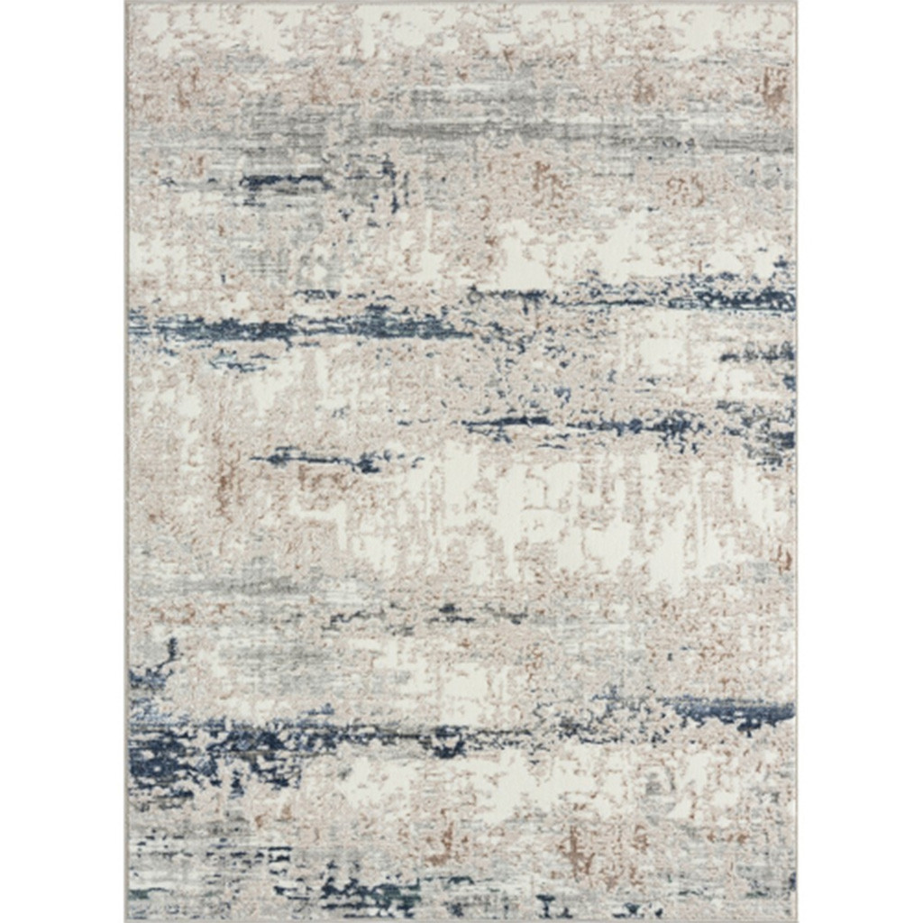 Alfombra 100 % poliester en tono azul y gris