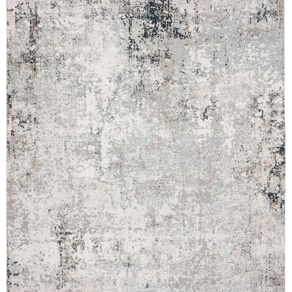 Alfombra 100 % poliester en tonos gris, beige y negro 1.60 cm x 2.21 mts