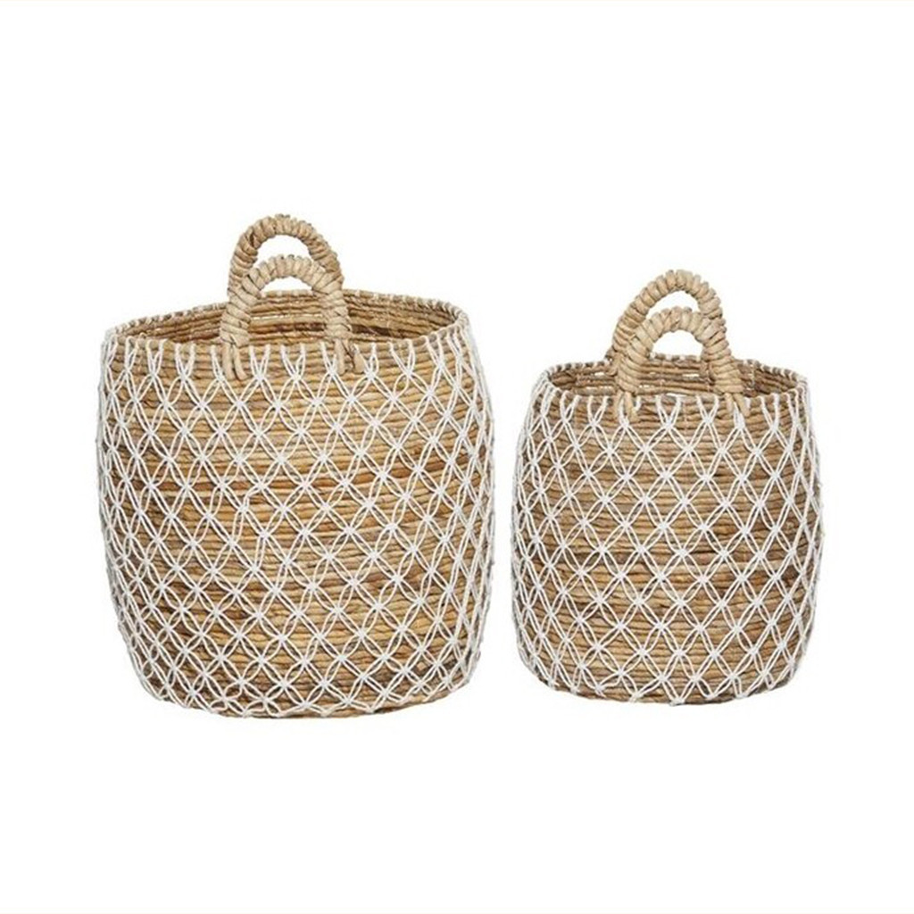 Cesta de almacenamiento con asas diseño de cuerdas 19″