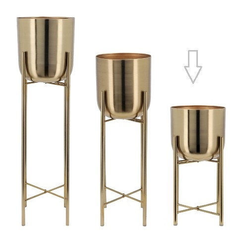 Maceta jardinera de metaldorada con soporte 20″