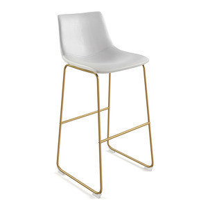 Barstool petra color blanco y patas color dorada