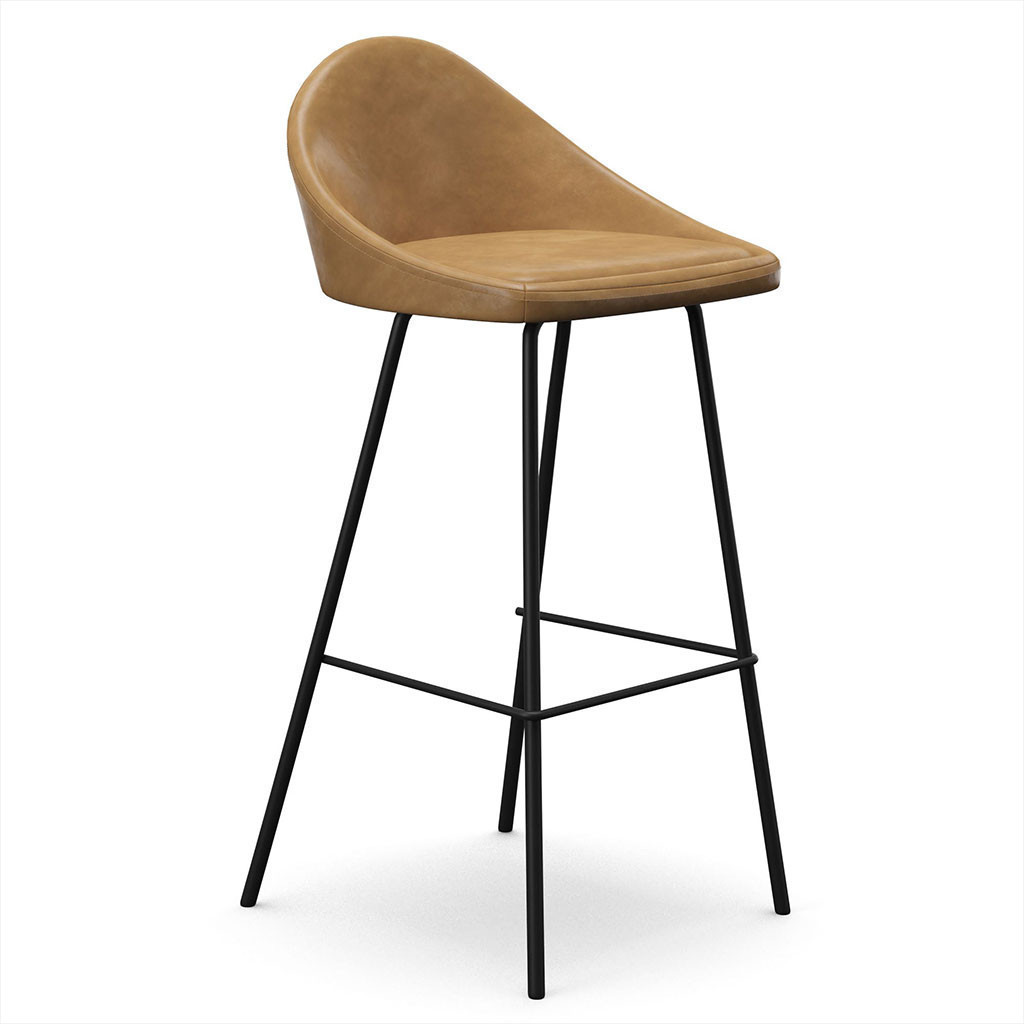Barstool marco en color marron cuero sintetico con patas negra 19.75″ x 19.5″ x 39″