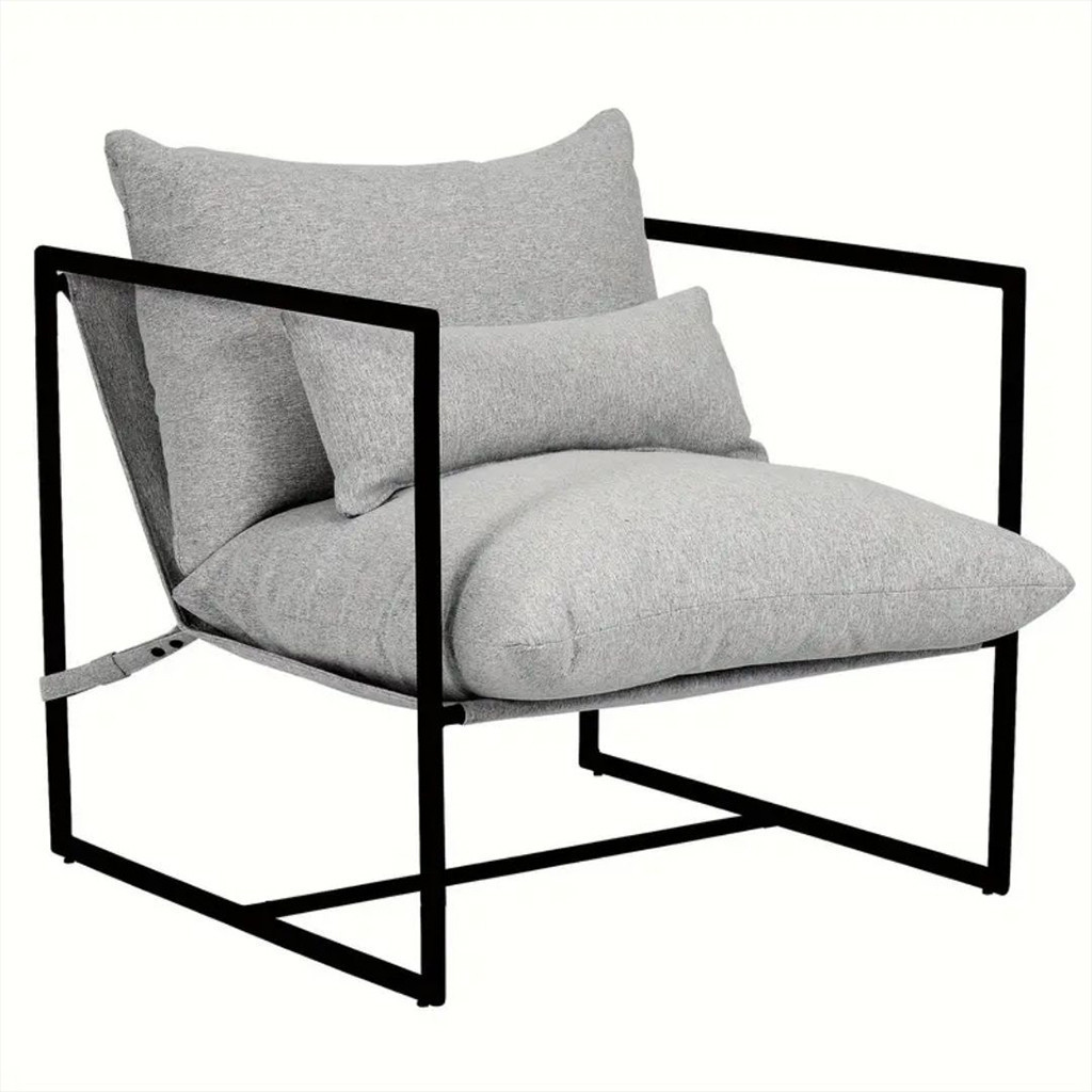 Sillon moderno gris claro marco de meltal
