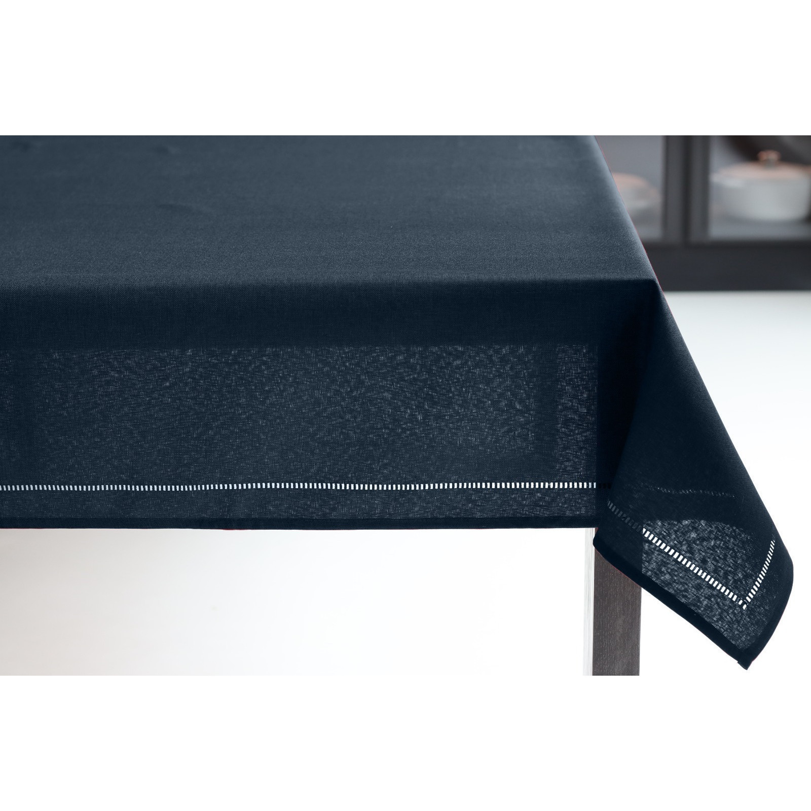 Mantel para mesa de lino 70″ color azul negro