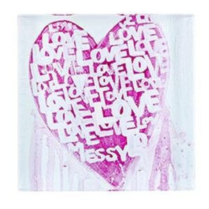 Bandeja de acrilico en color fucsia love is messy 4″x 4″