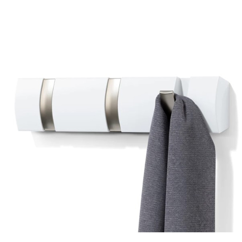 Perchero de pared blanco con gancho plateado 12″ x 2.5″ x 1.25″ Perchero de pared blanco con gancho plateado 12″ x 2.5″ x 1.25″