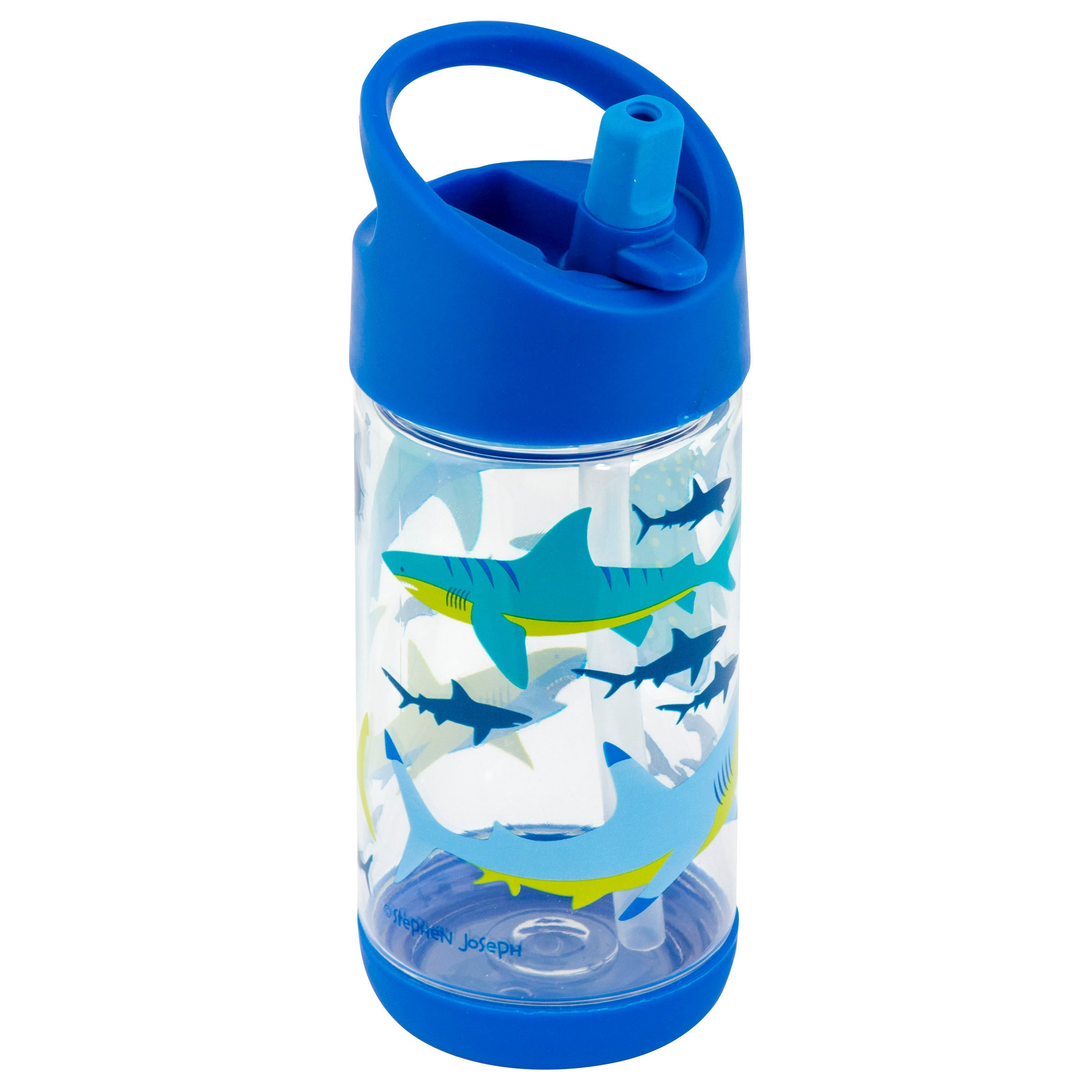 Botella de tiburon con tapadera azul 10 oz