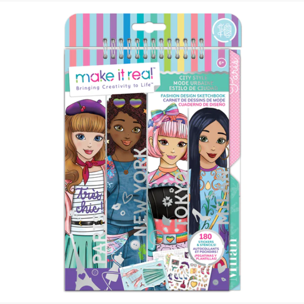 Cuaderno de bocetos de diseño de moda urbana con sticker