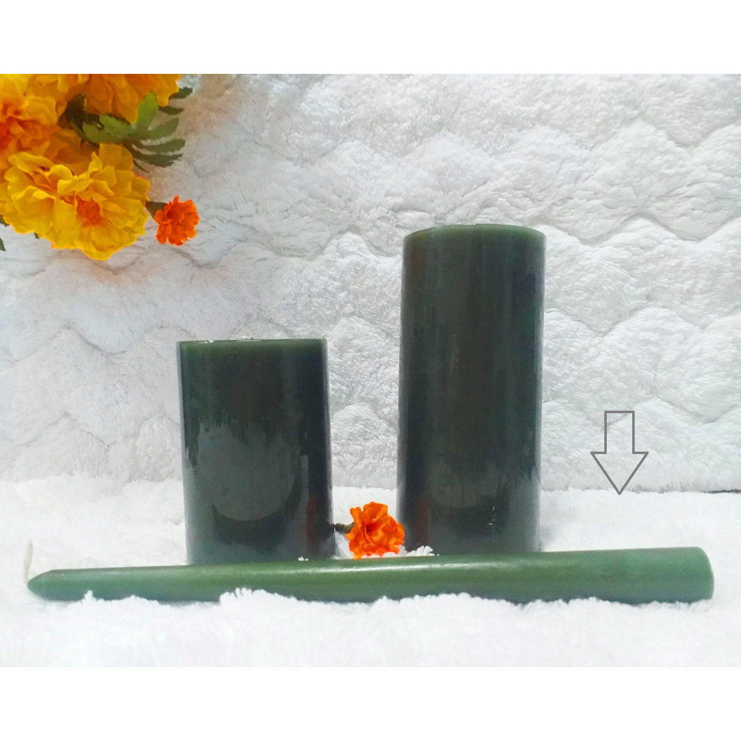 Vela taper color verde musgo