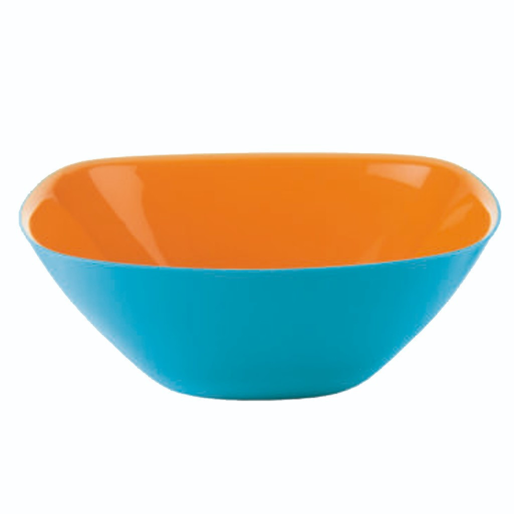 PLATO PARA ENSALADA COLOR CELESTE Y NARANJA