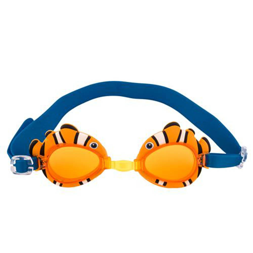 Lentes de agua con diseño de pez en naranja y azul