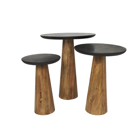 Mesa Auxiliar Madera con Top Negro M