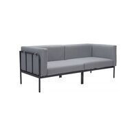 Sofa de 2 personas para exterior con estructura de aluminio color negro y tapiceria de color gris oscuro
