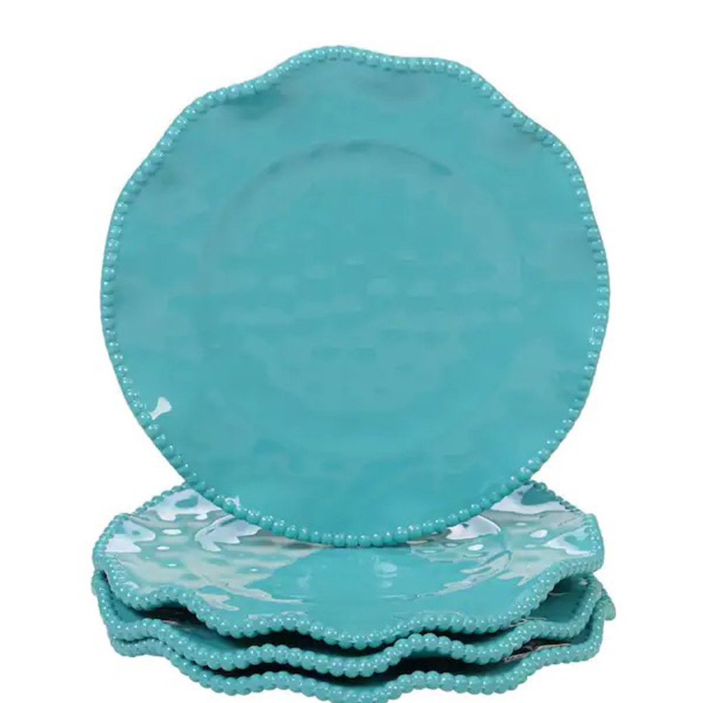 Set de 4 platos ensalada de melamina turquesa 9″ colección perlette