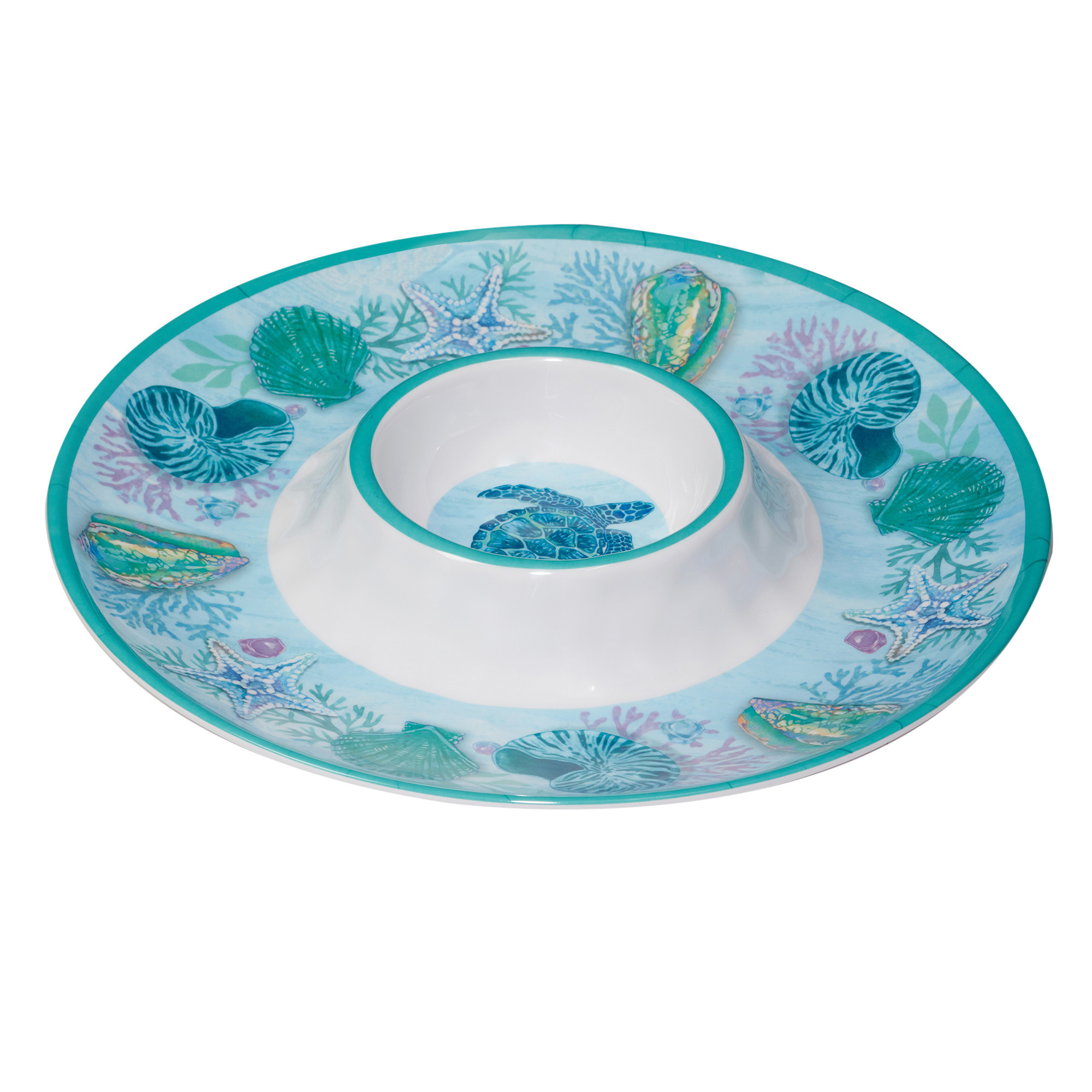 Fuente redonda dip and chip de melamina 14.5″  colección serene