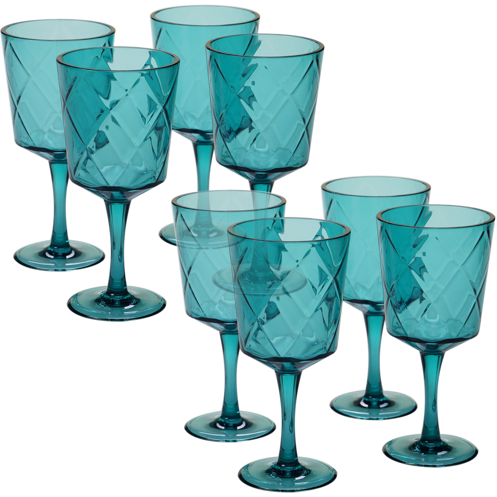 Set de 4 copas pequeno 14 oz diamante acrilico aqua