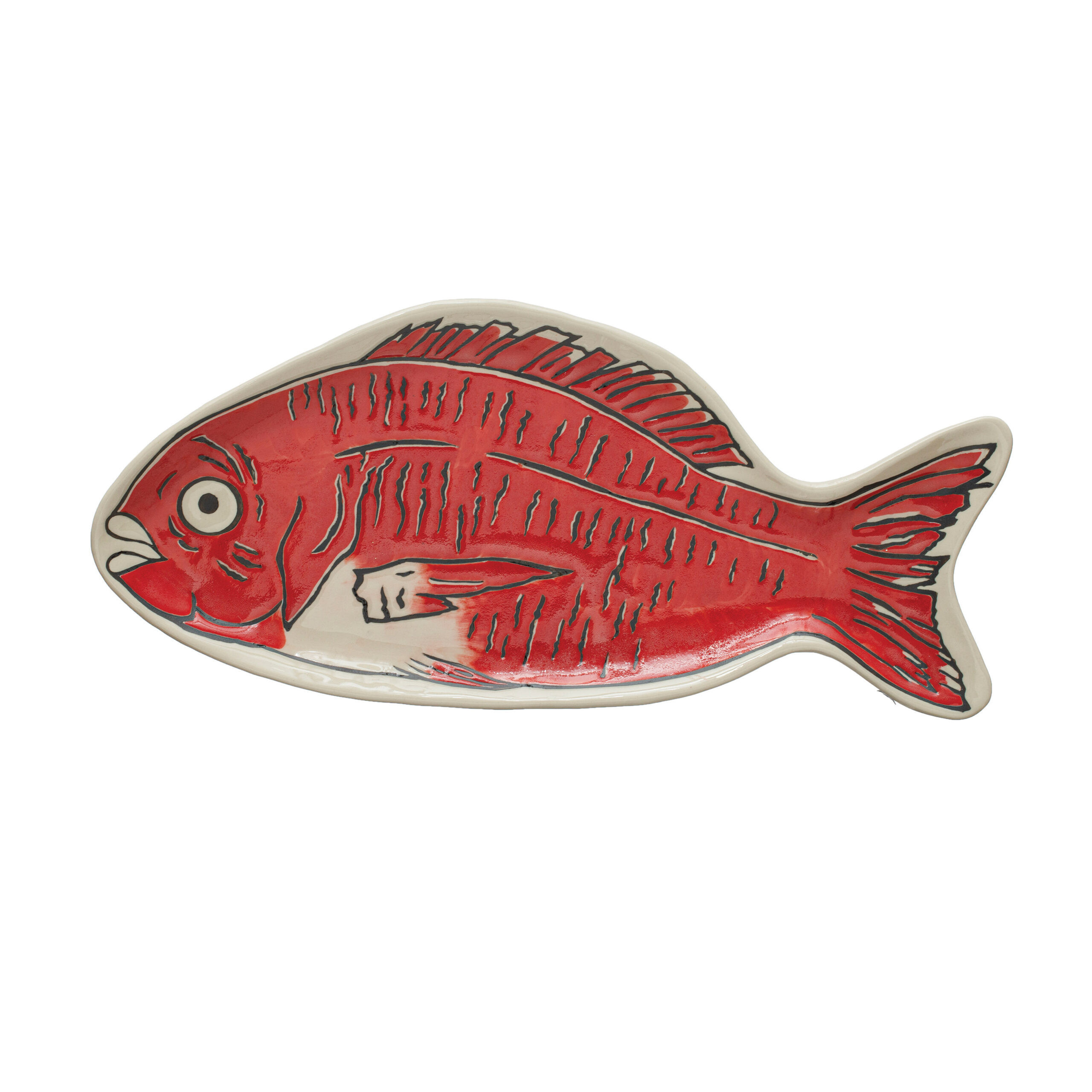 Plato de ceramica con forma de pez rojo 12 x 5″