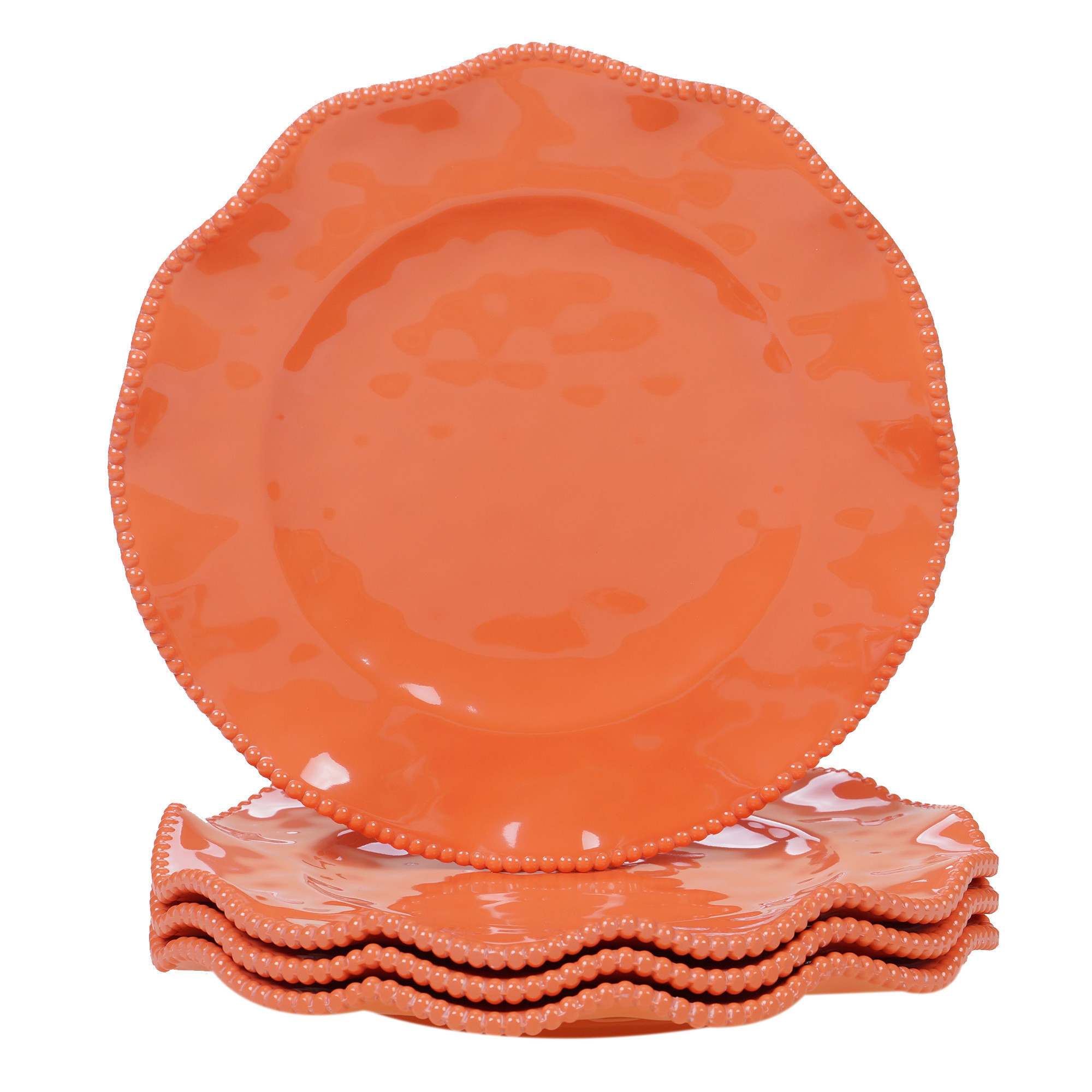Set de 4 platos llano de melamina coral 11″ colección perlette