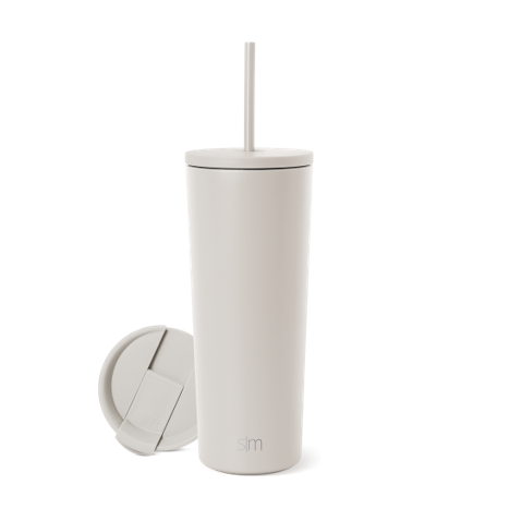 Vaso clasico con pajilla color almendra