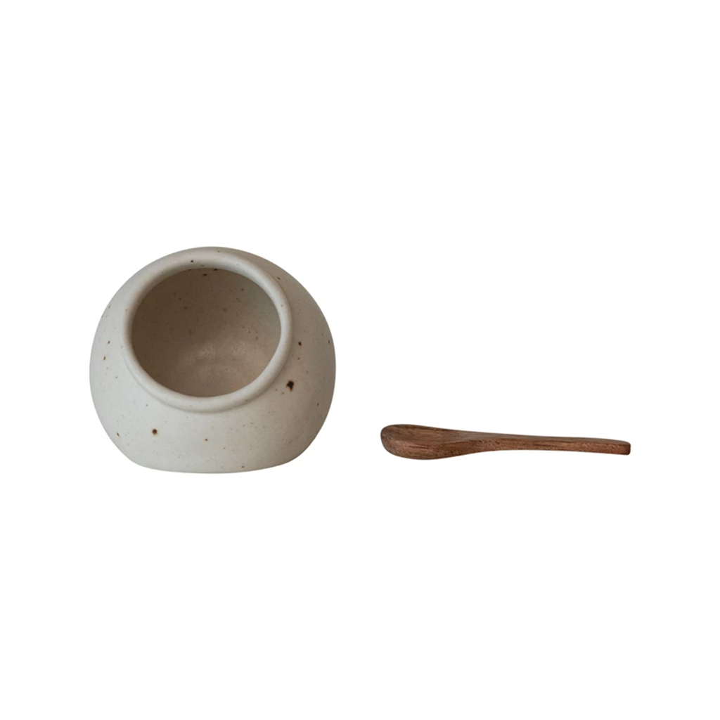 Salero crema moteado con cuchara