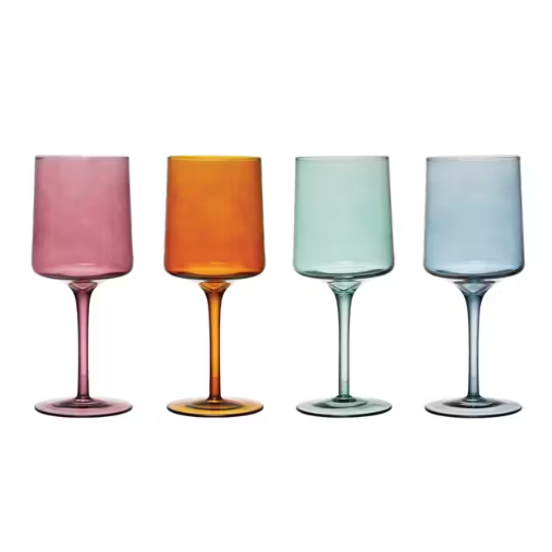 Set de 4 Copas para Vino de Vidrio Colores Varios