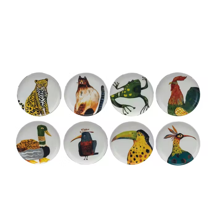 Plato de Ceramica Diseño de Animal Set de 4