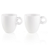 Set de 2 tazas de porcelana color blanco y mango de acrilico color transparente