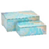 Caja decorativa de vidrio grande en tonos celestes y beige  6 x 9.75 x 12"