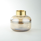 Vase baja beige con orilla dorada 8.5" x 9"