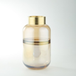 Vase baja beige con orilla dorada 11.5" x 6.5"