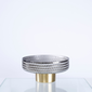 Vase vidrio café pedestal dorado 4"x9"