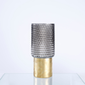 Vase vidrio café pedestal dorado 11" x 5"
