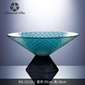 Vase vidrio turquesa con pedestal turquesa 7" x 14"