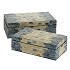 Caja decorativa grande color gris y dorado 14"h