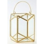 Candelabro de vidrio con dorado colgante 4.5 x 4.5 x 4"