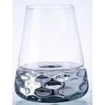 Candelabro base plateada y vidrio parte superior 17.5 x 13.5"