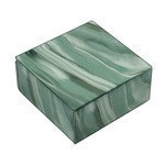 Caja decorativa cuadrada de 4.25x4.25x3.25" diseño nublado verde y blanco