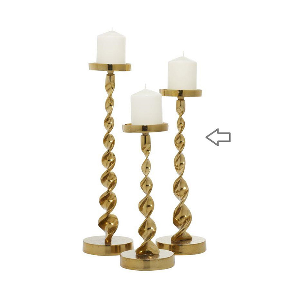 Candelabro con base enrollada color dorado de 17″