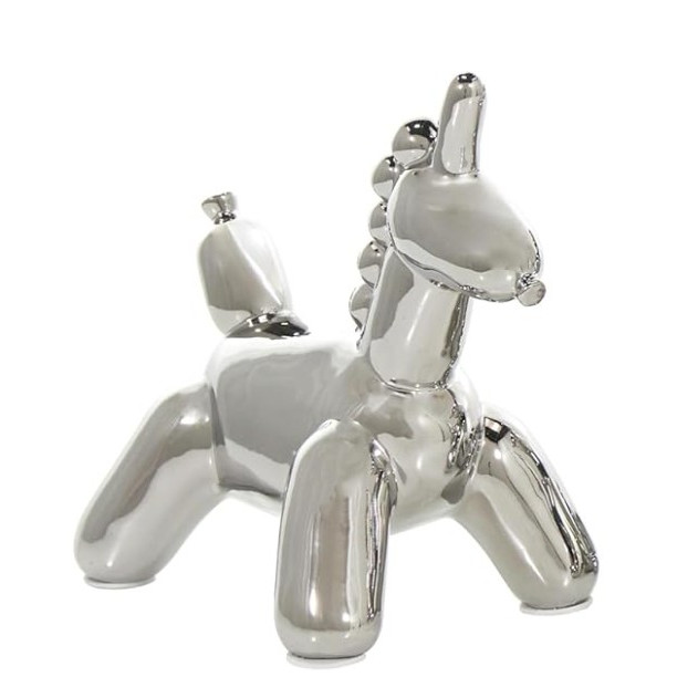 Adorno Unicornio Globo, Plateado