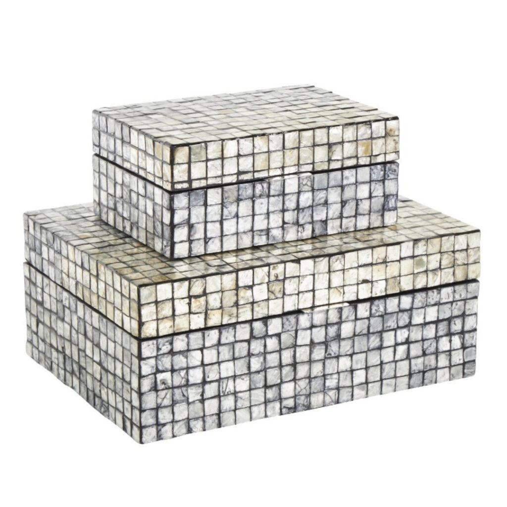 Caja Decorativa con Mosaico de Tonos Neutros Grande