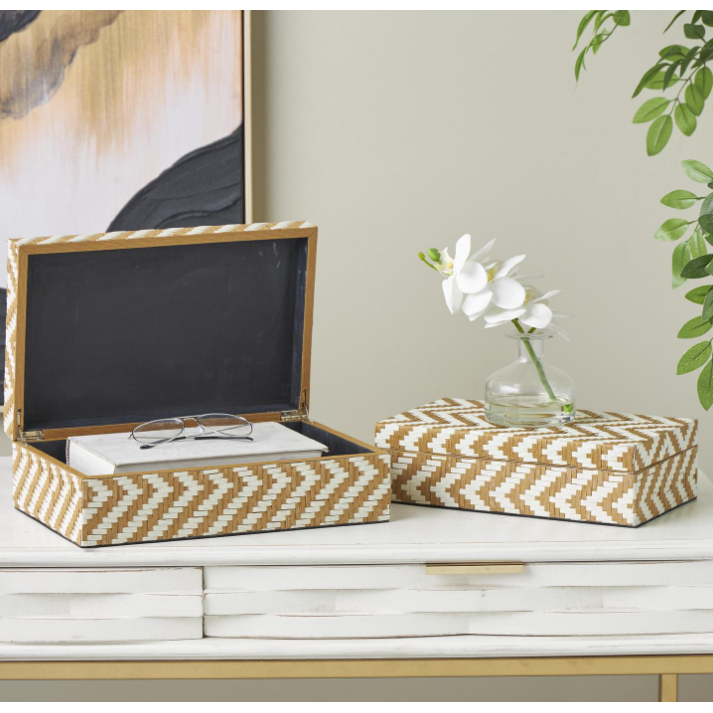 Caja Decorativa con Patrón Zigzag Grande