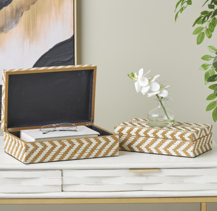 Caja Decorativa con Patrón Zigzag Grande