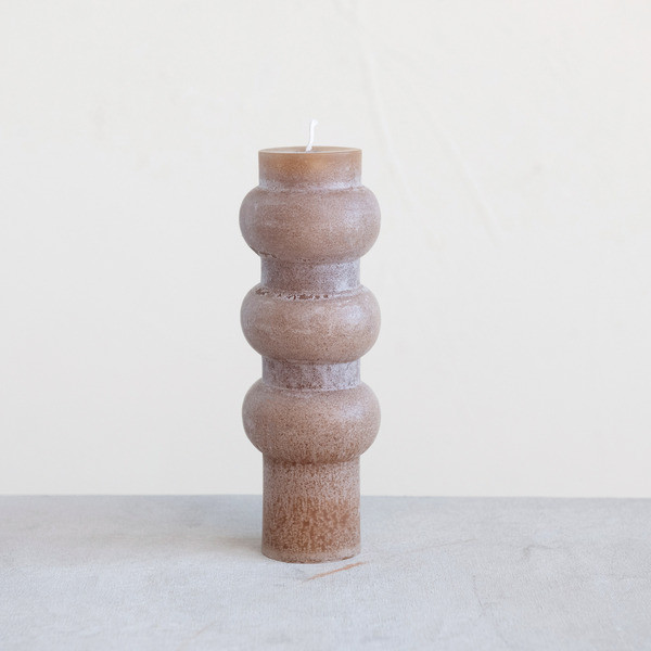 Vela estilo totem diseño de esferas color cafe colección flaire de 3 x 9″