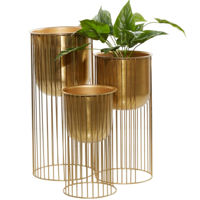 Maceta Dorada de Metal Pequeña